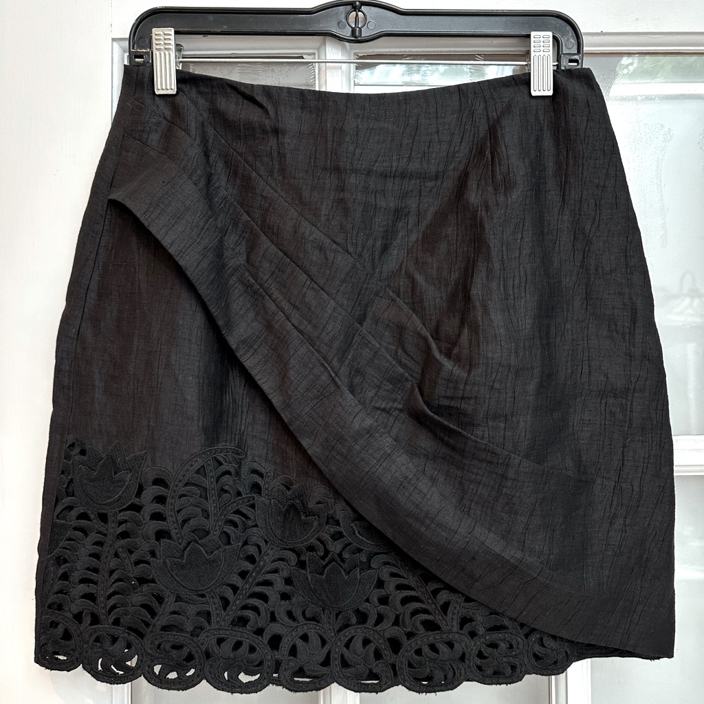 Tracy Reese New York Black Linen Draped Skirt Women’s Size 4 Small S Nwt $270